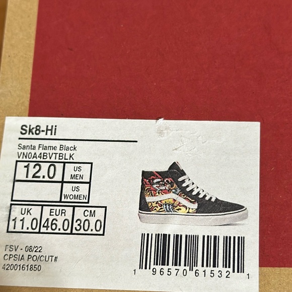 Vans Sk8 Hi Santa Flame Black men’s size 12 - Picture 7 of 8